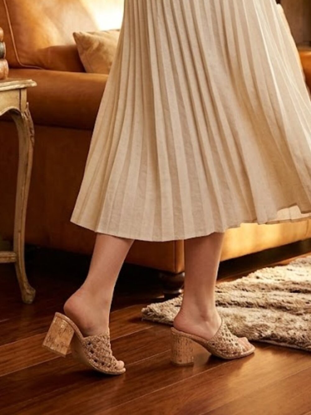 Donald J. Pliner Woven Cork Slide Sandals in Tan size 5